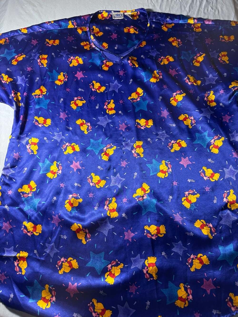 Vintage Pooh Winnie The Pooh Nightgown Size 3XL Blue Satin